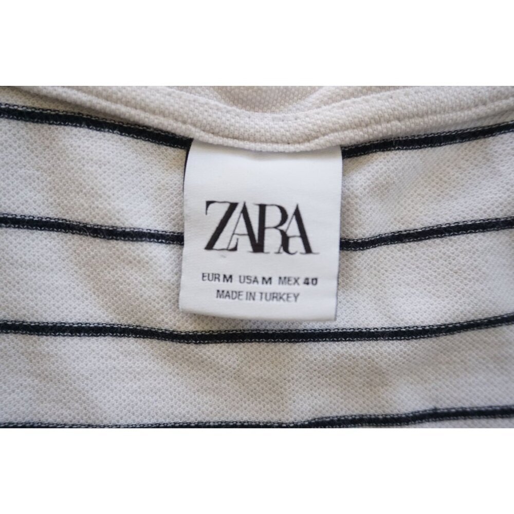 Zara Women's Black/White Striped Palm Tree Tank - Size M - Picture 3 of 4